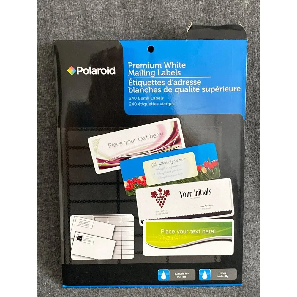 VTG Polaroid Round Adhesive Label Blank 160 Ct Lot of 8 Package 1 Pack Rectang
